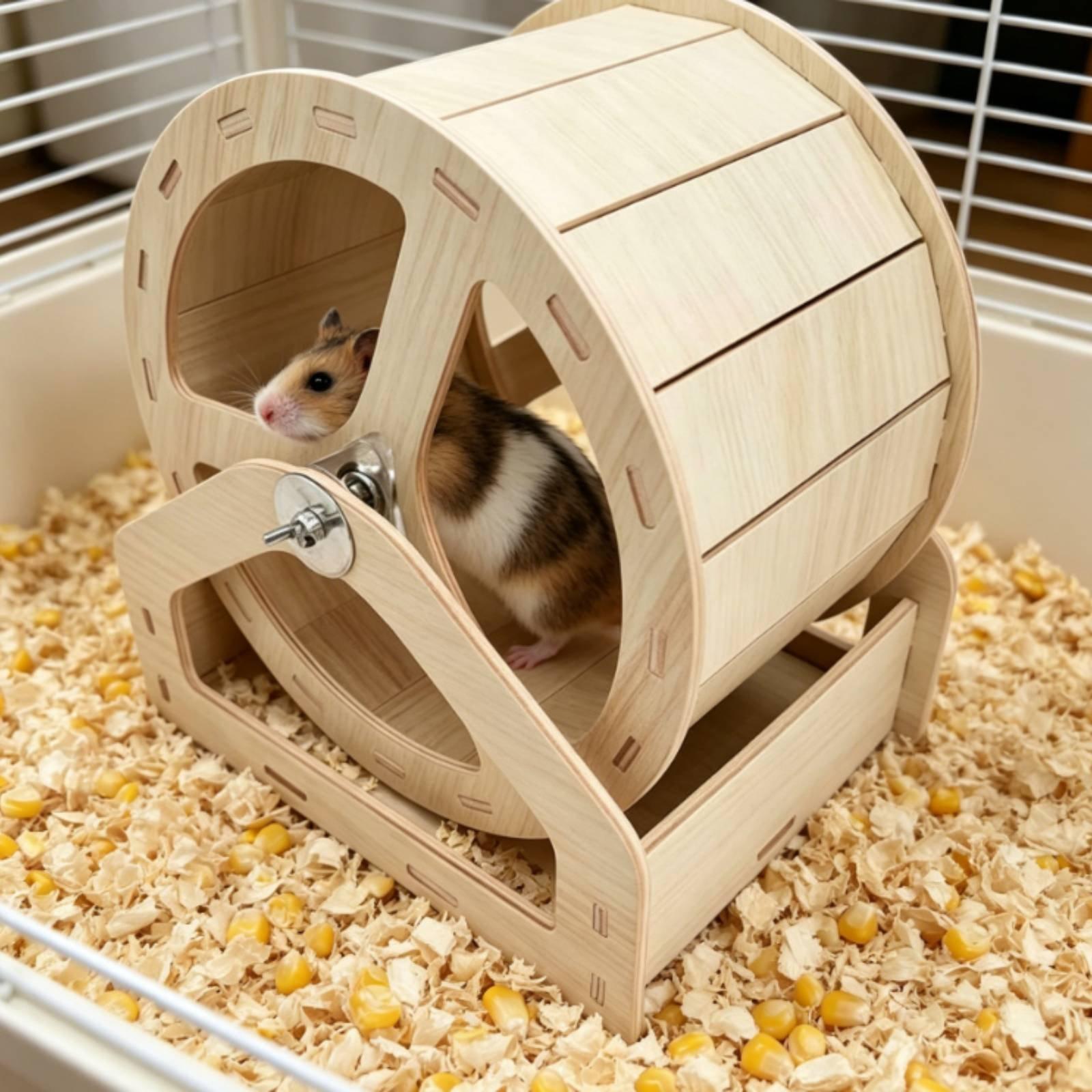 عجلة تمارين للهامستر من الخشب  - مراجعة Hamster Cage Wheel وسعره